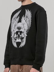Religion Black Wings Skull 100% Cotton Sweater - Image 3 of 5