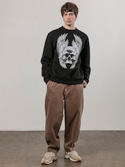 Religion Black Wings Skull 100% Cotton Sweater - Image 5 of 5