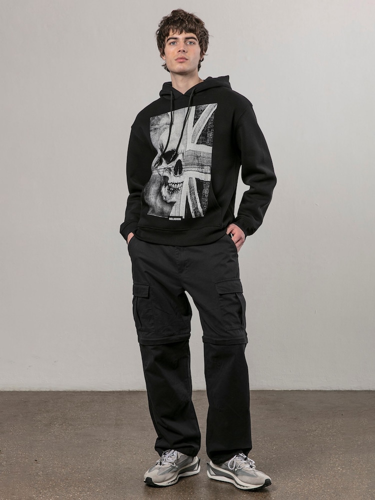 Religion Black 100% Cotton Union Jack Hoodie - Image 3 of 3