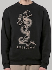 Religion Black 100% Cotton Xray Skel N Snake Sweater - Image 2 of 4