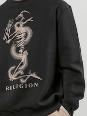 Religion Black 100% Cotton Xray Skel N Snake Sweater - Image 4 of 4