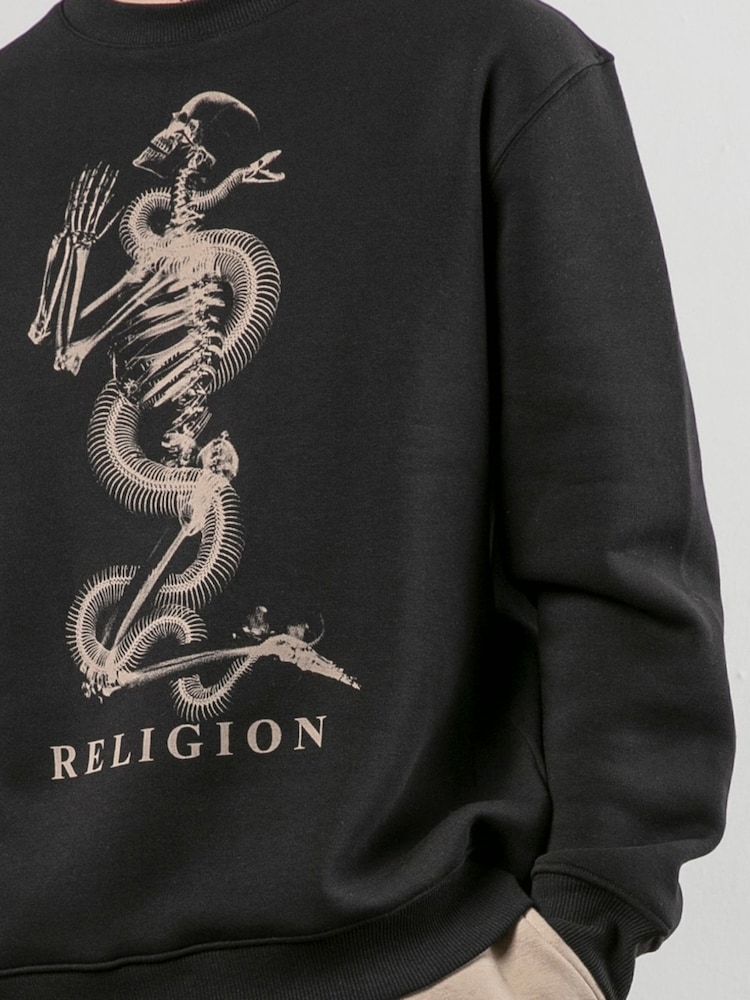Religion Black 100% Cotton Xray Skel N Snake Sweater - Image 4 of 4 Religion Black 100% Cotton Xray Skel N Snake Sweater - Image 4 of 4