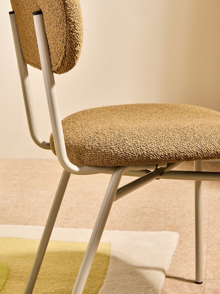 MADE.COM Set of 2 Caramel Pax Boucle and Ecru Legs Clemmie Dining Chairs - Image 2 of 5
