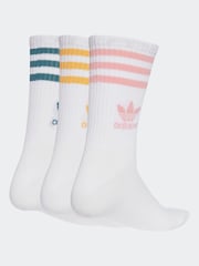 adidas Originals White/Green Mid Cut Crew Socks 3 Pack - Image 2 of 4