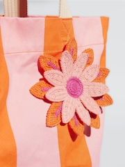 adidas Pink/Orange Stripe 100% Cotton Bag - Image 4 of 5
