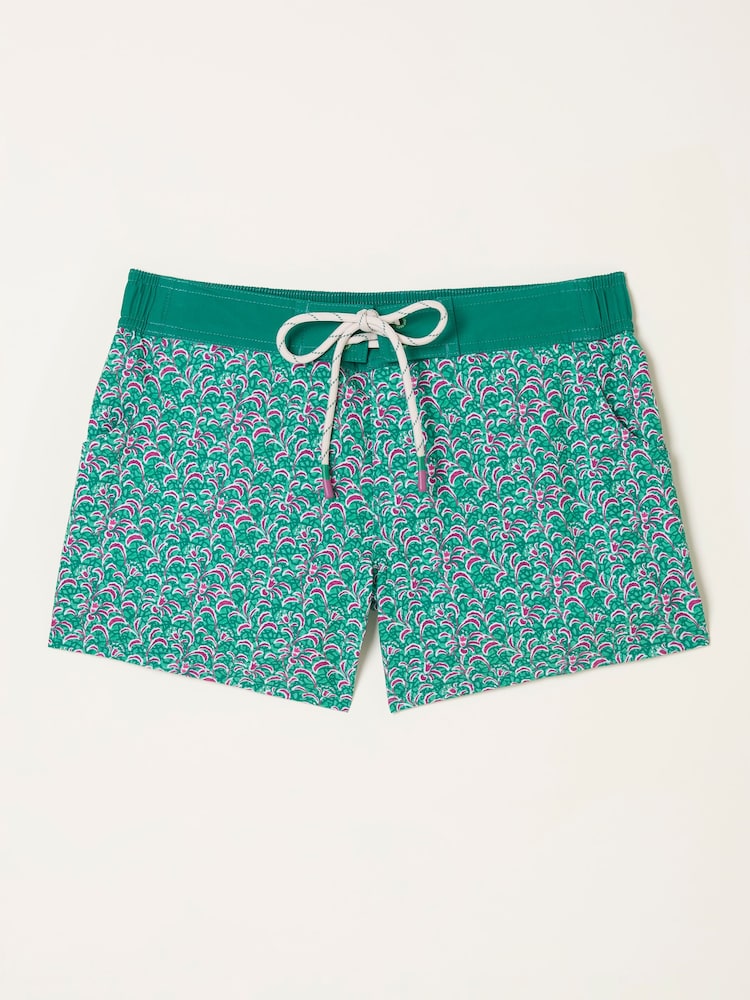 FatFace Green Hove Vine Floral Print Board Shorts - Image 6 of 6