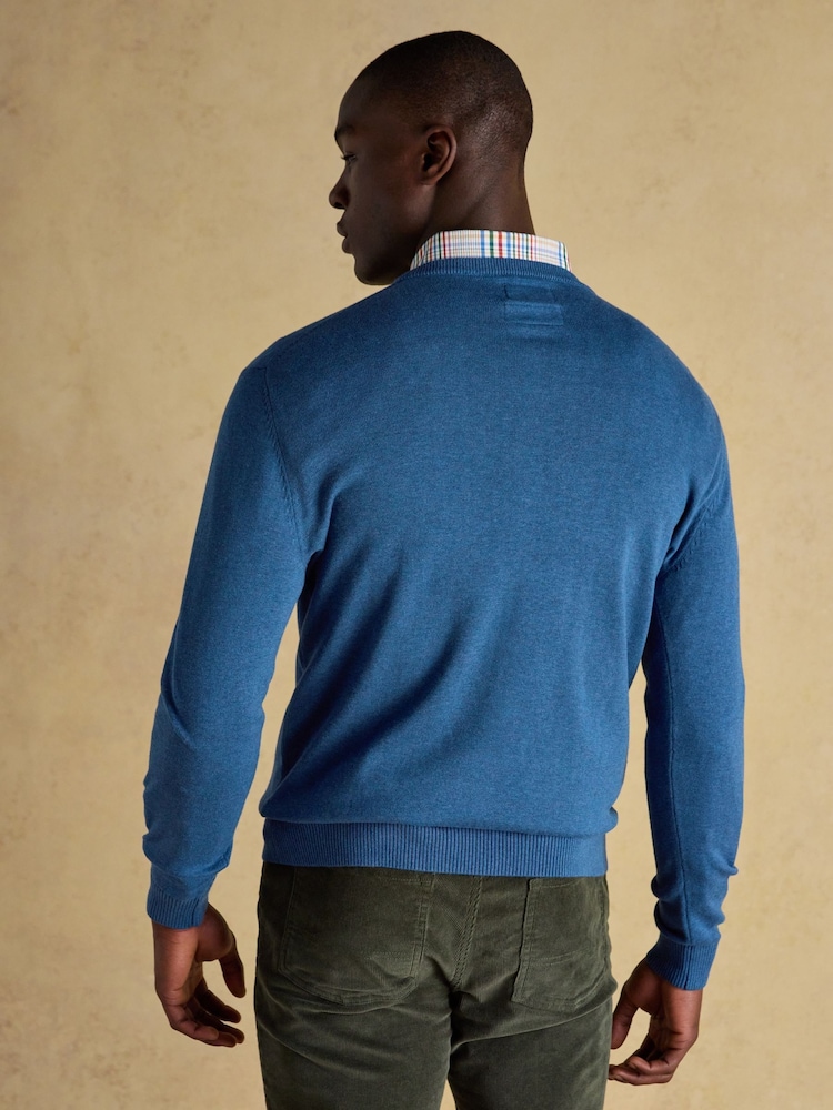 Joules Hillside Blue Crew Neck Knitted Jumper - Image 2 of 7