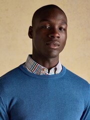 Joules Hillside Blue Crew Neck Knitted Jumper - Image 4 of 7