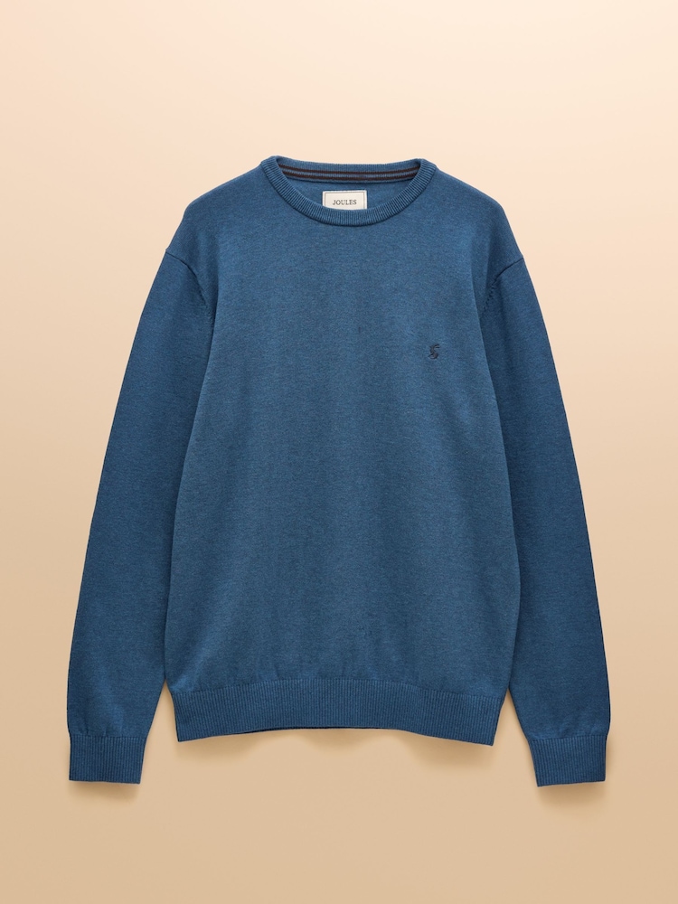 Joules Hillside Blue Crew Neck Knitted Jumper - Image 7 of 7