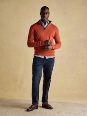 Joules Hillside Orange Quarter Zip Knitted Jumper - Image 3 of 7