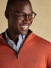 Joules Hillside Orange Quarter Zip Knitted Jumper - Image 4 of 7