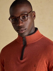 Joules Hillside Orange Quarter Zip Knitted Jumper - Image 5 of 7