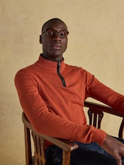 Joules Hillside Orange Quarter Zip Knitted Jumper - Image 6 of 7