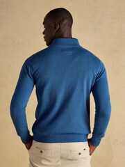 Joules Hillside Blue Quarter Zip Knitted Jumper - Image 2 of 7
