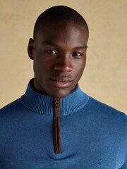Joules Hillside Blue Quarter Zip Knitted Jumper - Image 4 of 7