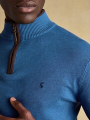 Joules Hillside Blue Quarter Zip Knitted Jumper - Image 6 of 7
