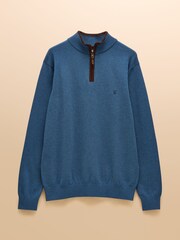 Joules Hillside Blue Quarter Zip Knitted Jumper - Image 7 of 7