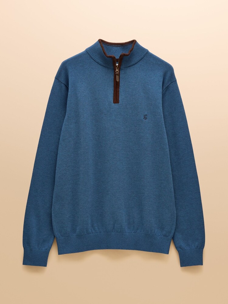 Joules Hillside Blue Quarter Zip Knitted Jumper - Image 7 of 7