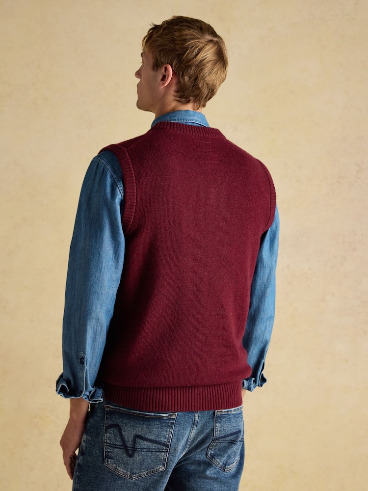 Joules Highland Burgundy Red Wool-Rich Knitted Tank Top - Image 2 of 8 Joules Highland Burgundy Red Wool-Rich Knitted Tank Top - Image 2 of 8