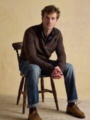 Joules Highland Brown Button Quater Zip Jumper - Image 6 of 8