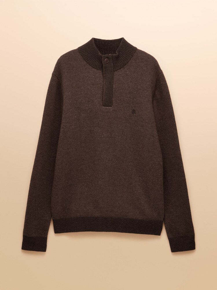Joules Highland Brown Button Quater Zip Jumper - Image 8 of 8