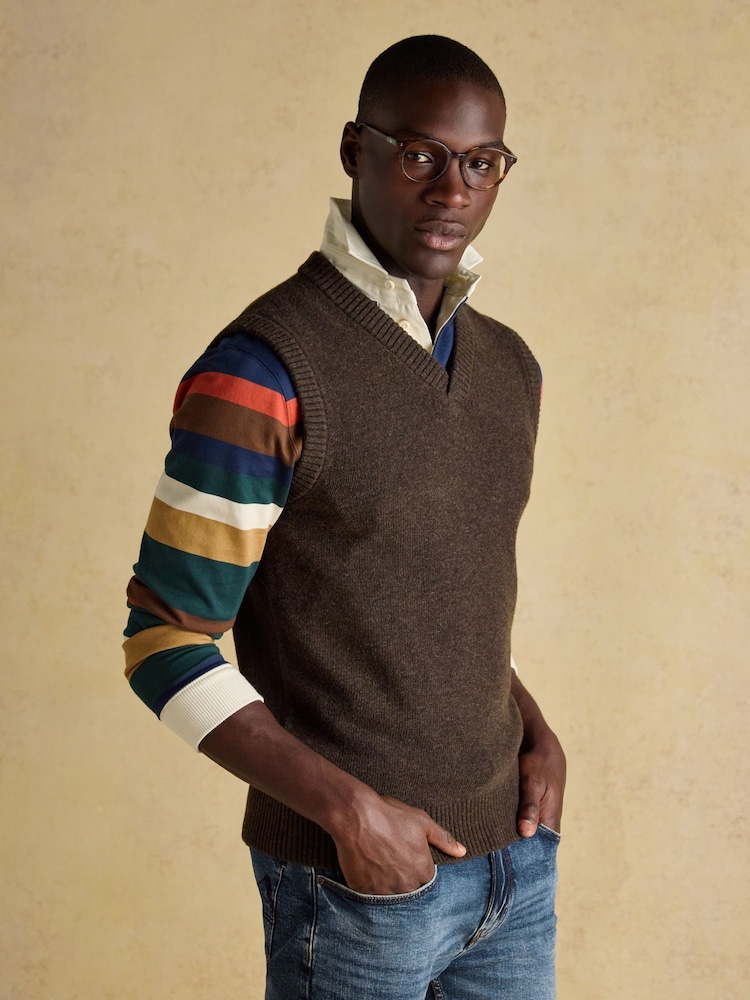 Joules Highland Brown Knitted Tank Top - Image 1 of 7 Joules Highland Brown Knitted Tank Top - Image 1 of 7
