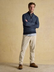 Joules Highland Blue Button Quater Zip Jumper - Image 3 of 6