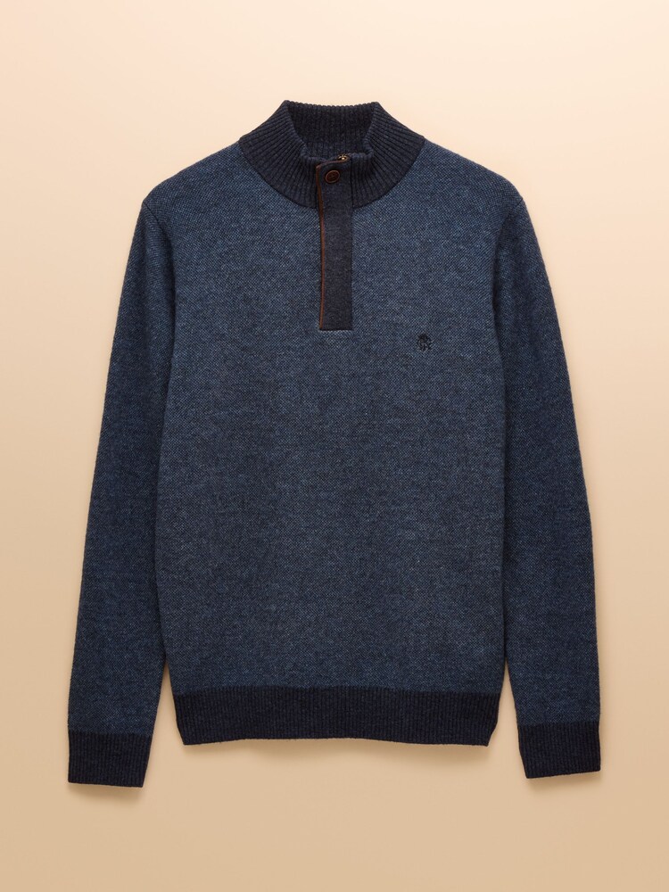 Joules Highland Blue Button Quater Zip Jumper - Image 6 of 6