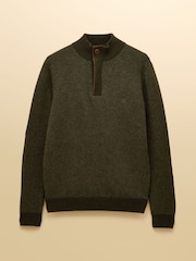 Joules Highland Dark Green Wool-Rich Button Quarter Zip Jumper - Image 10 of 10