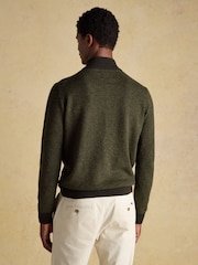 Joules Highland Dark Green Wool-Rich Button Quarter Zip Jumper - Image 2 of 10