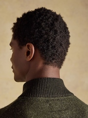 Joules Highland Dark Green Wool-Rich Button Quarter Zip Jumper - Image 7 of 10