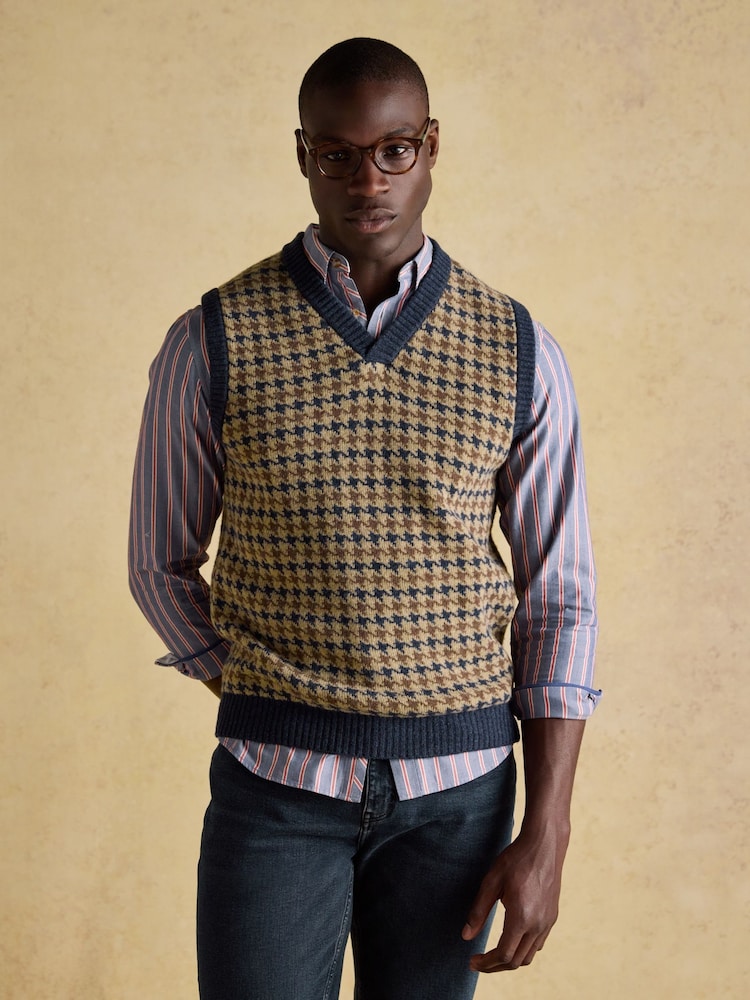 Joules Ferguson Wool-Rich Houndstooth Vest - Imagem 1 de 9