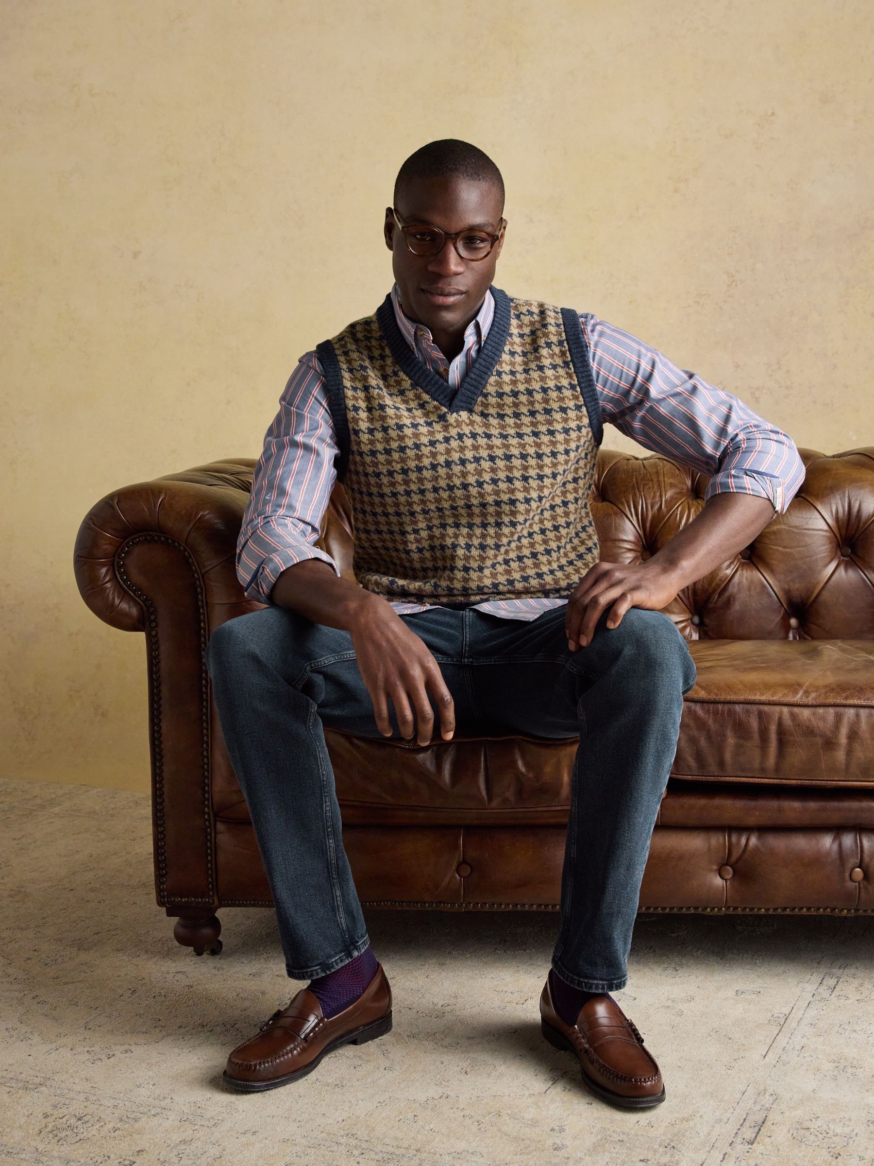 Buy Joules Ferguson Wool-Rich Oatmeal Houndstooth Vest from Next USA