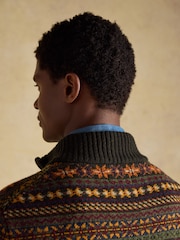 Milligan Wool-Rich Green Quarter Zip Fair Isle Jumper - Image 11 of 13