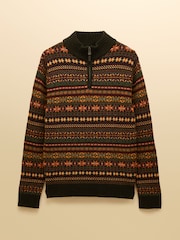 Milligan Wool-Rich Green Quarter Zip Fair Isle Jumper - Image 4 of 4