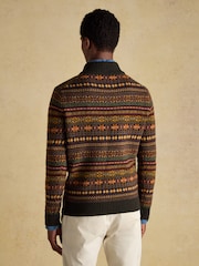 Milligan Wool-Rich Green Quarter Zip Fair Isle Jumper - Image 5 of 13