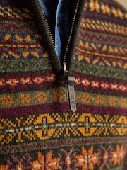 Milligan Wool-Rich Green Quarter Zip Fair Isle Jumper - Image 7 of 13