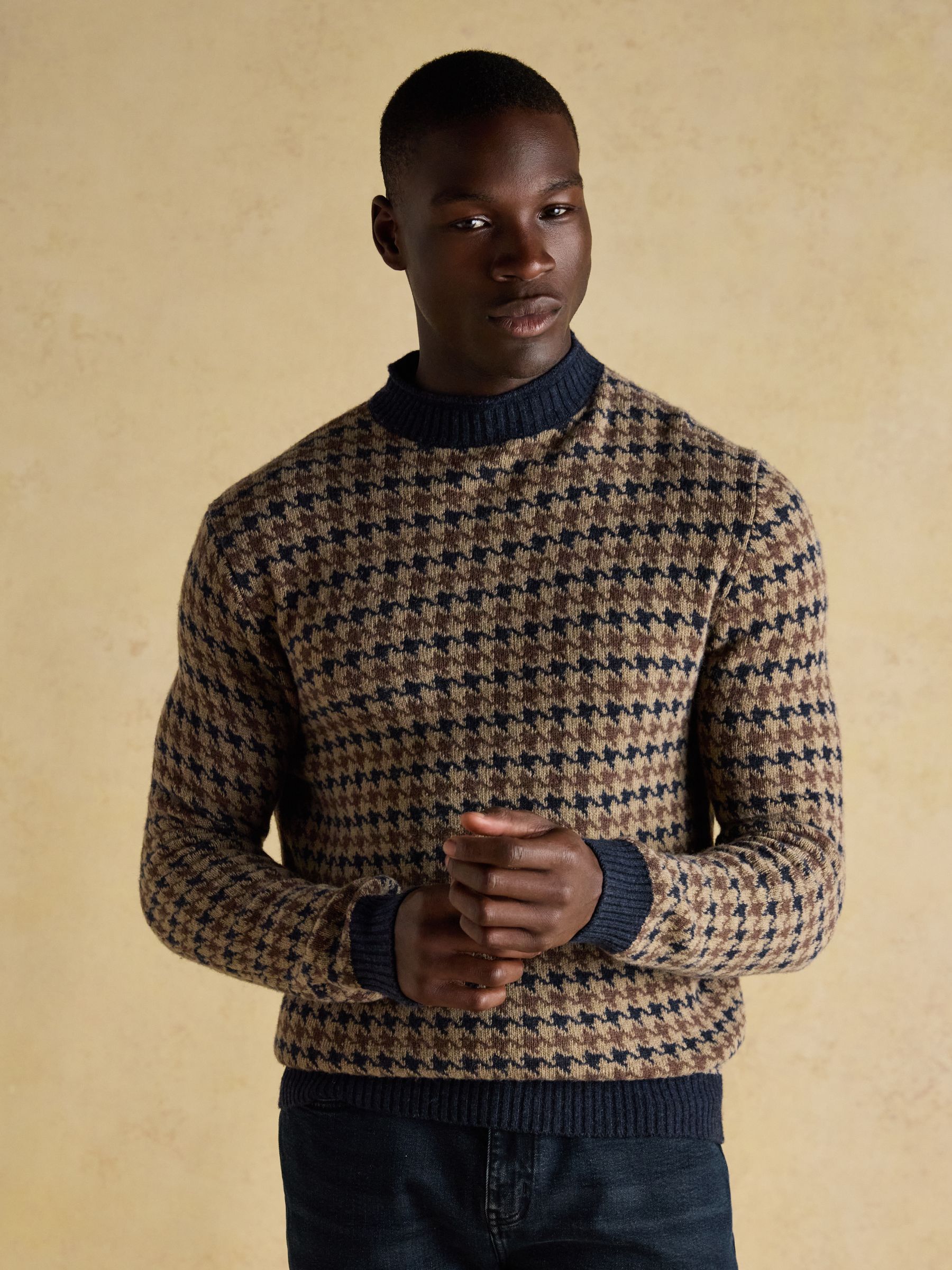 Buy Ferguson Wool-Rich Oatmeal Houndstooth Jumper from the Next UK
