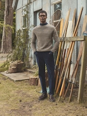 Ferguson Wool-Rich Oatmeal Houndstooth Jumper - Image 2 of 3