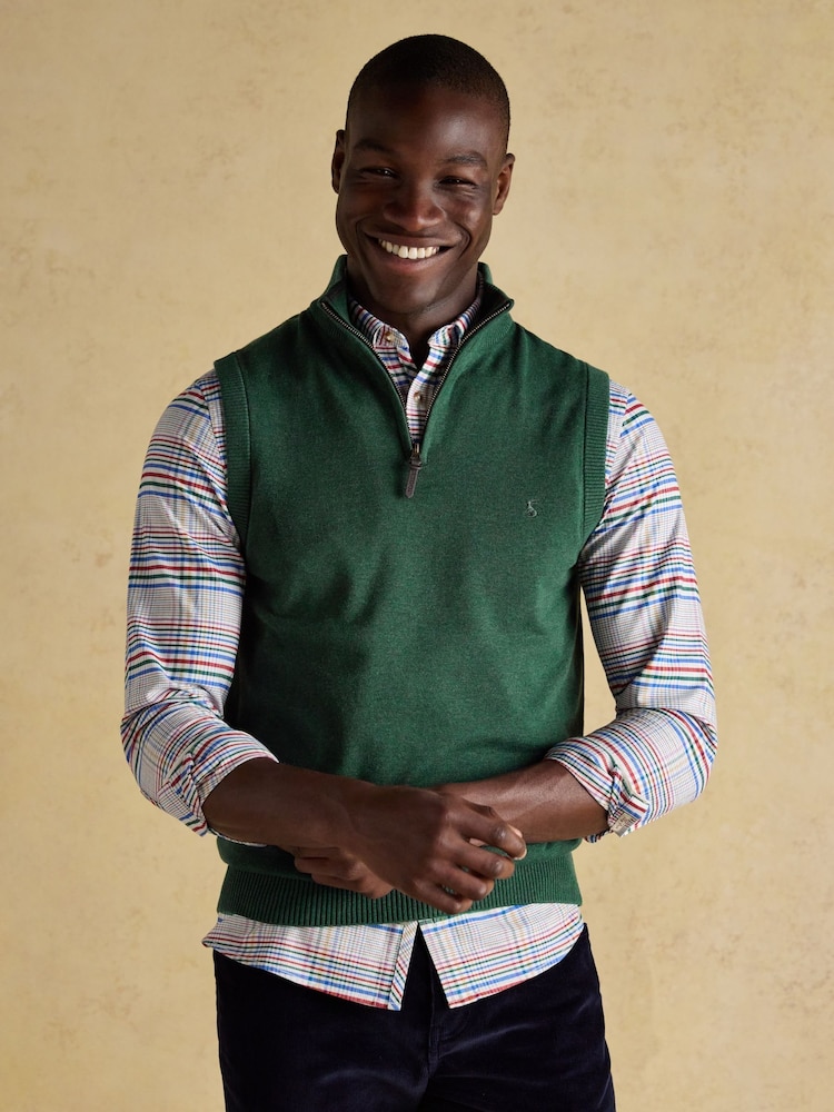 Hillside Green Quarter Zip Knitted Tank Top - Image 1 of 7