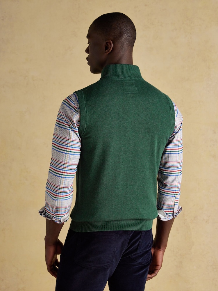 Hillside Green Quarter Zip Knitted Tank Top - Image 2 of 7
