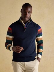 Hillside Navy Quarter Zip Knitted Tank Top - Image 1 of 8
