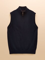 Hillside Navy Quarter Zip Knitted Tank Top - Image 8 of 8