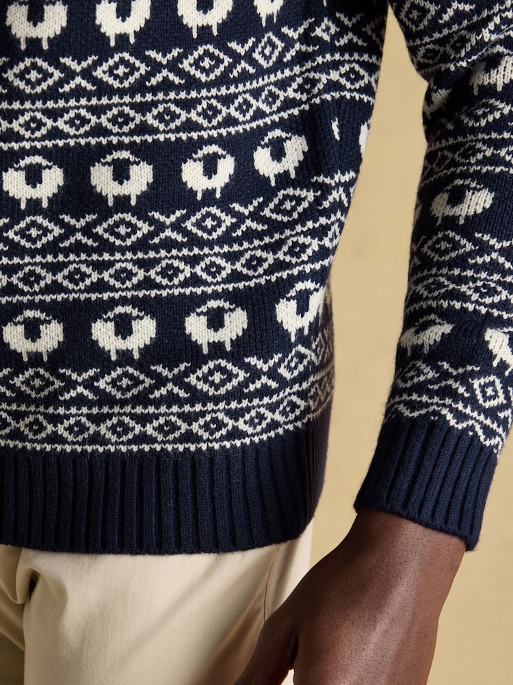 Joules Baa Humbug Navy Intarsia Christmas Jumper - Image 8 of 8 Joules Baa Humbug Navy Intarsia Christmas Jumper - Image 8 of 8