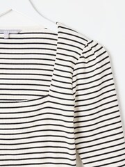 Oliver Bonas Black Stripe Square Neck Rib Top - Image 7 of 8