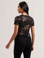 Ted Baker Black Lexiii Printed Fitted T-Shirt - Image 4 of 4