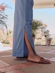 Laura Ashley Blue 100% Cotton Broderie Beach Trousers - Image 5 of 7