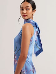 Ted Baker Blue Antua Printed Cowl Neck Midi Slip Dress - Image 2 of 5