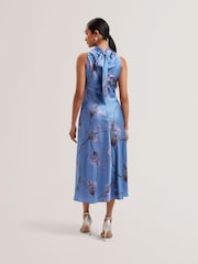 Ted Baker Blue Antua Printed Cowl Neck Midi Slip Dress - Image 3 of 5
