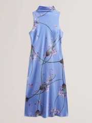 Ted Baker Blue Antua Printed Cowl Neck Midi Slip Dress - Image 4 of 5